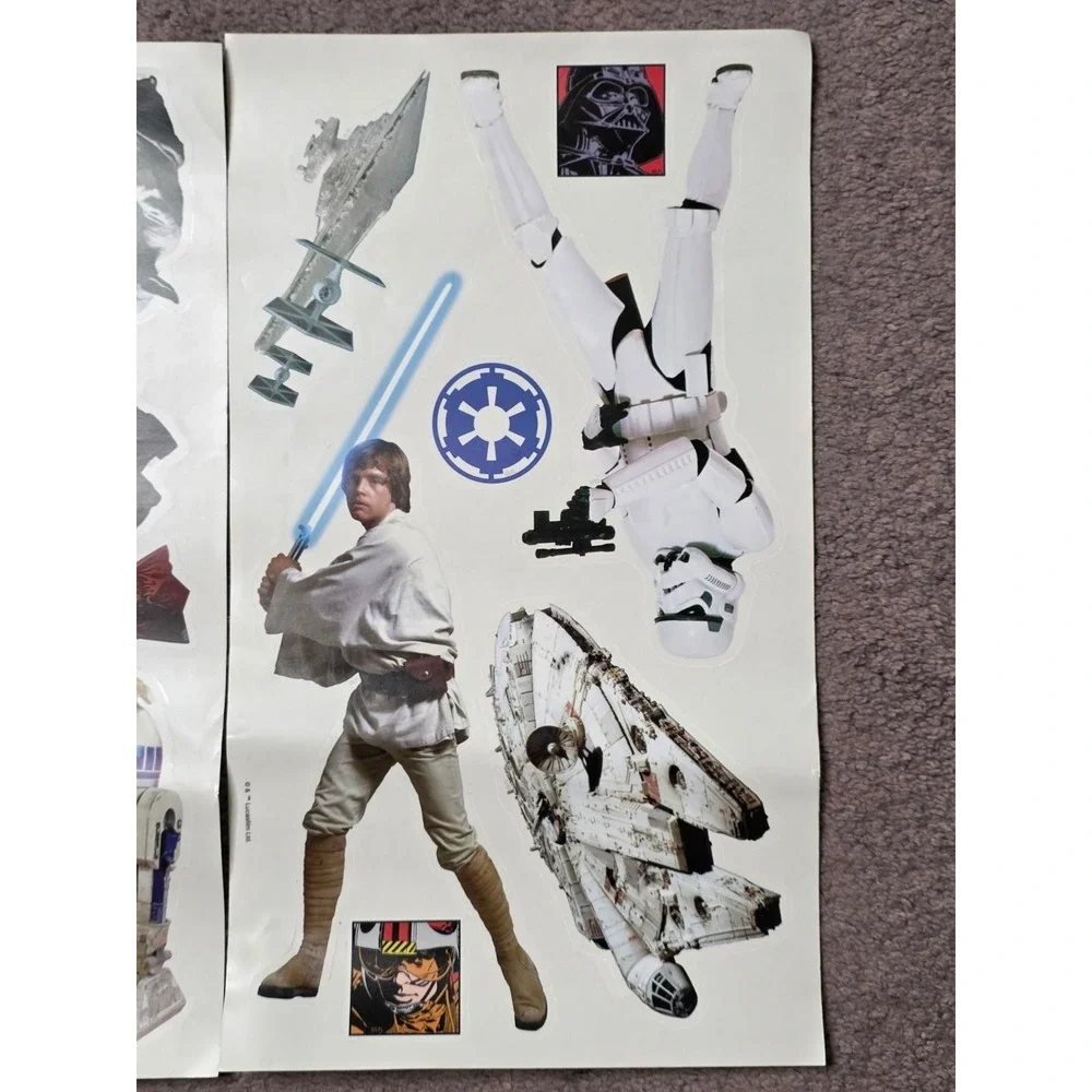 Star Wars Stickers 4 Sheets Darth Vader Luke Leia Han Solo Millennium Falcon